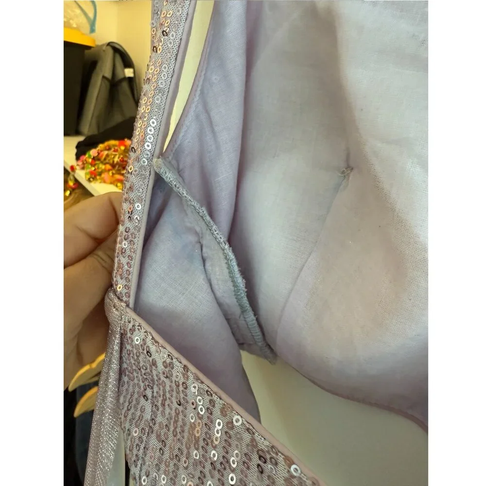 Lavender Sequins Lehenga with Shimmer Attached Dupatta - Picture 8 of 12